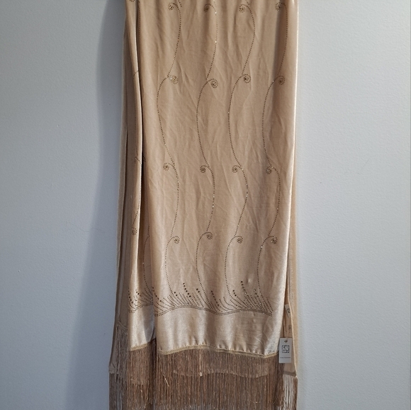 Pretty Persuasions Velvet And Rhinestone Scarf With Fringe - Picture 1 of 13